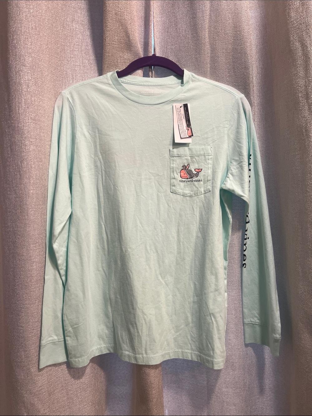 Vineyard Vines Kids Long-Sleeve Pocket Tee - Light Mint